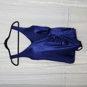 Navy Blue Vintage Torpedo Bra Lined Pin-up One Piece Swim Suit Sz24W